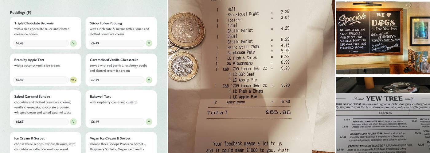 Yew Tree Menu