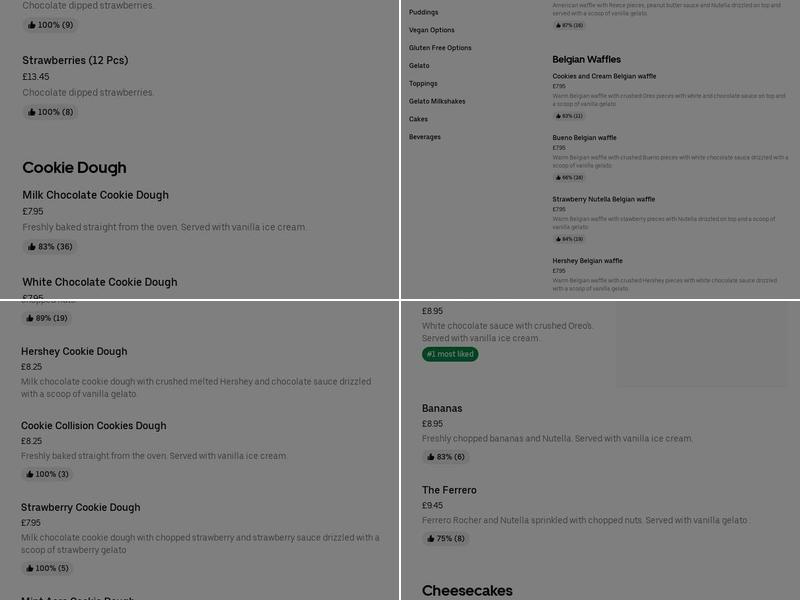 Tub and Cone Colchester Menu