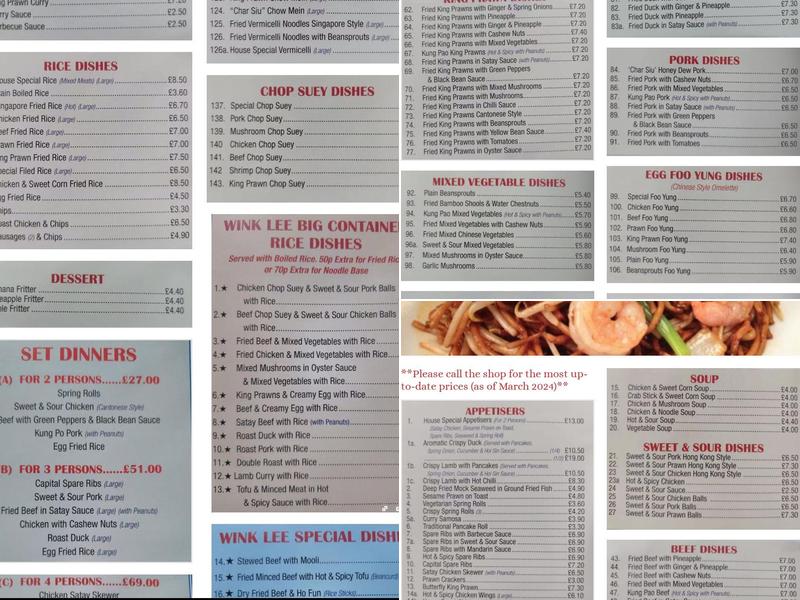 Wink Lee Menu