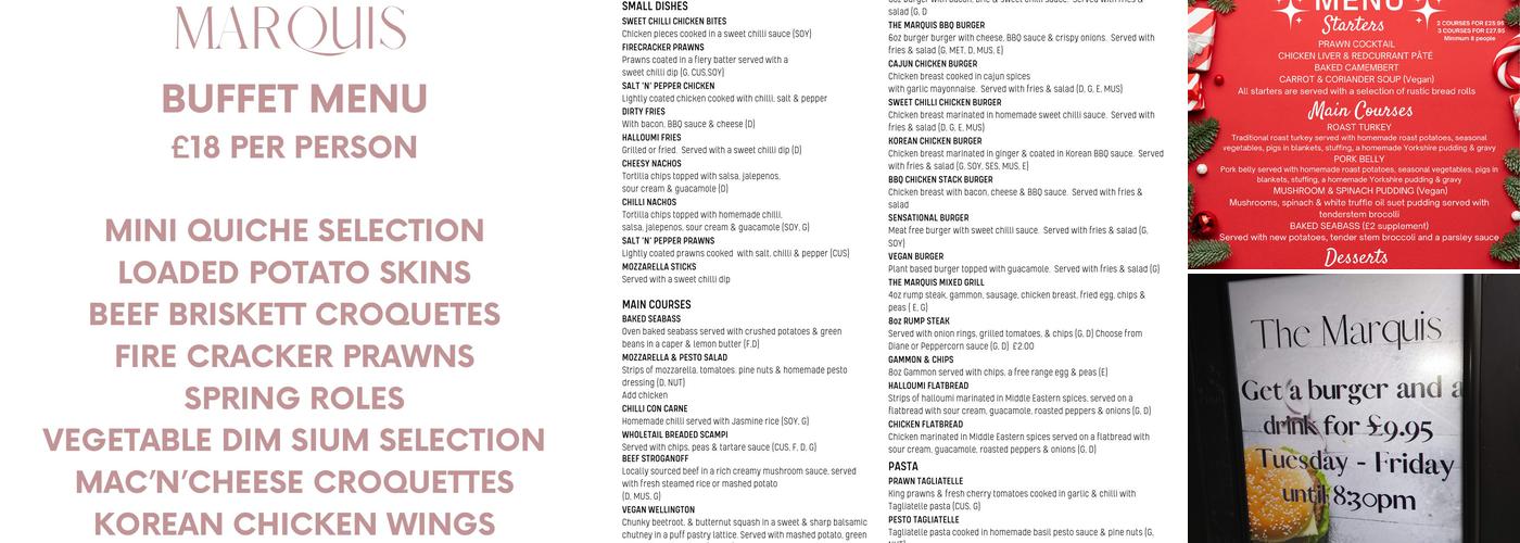 The Marquis Colchester Menu