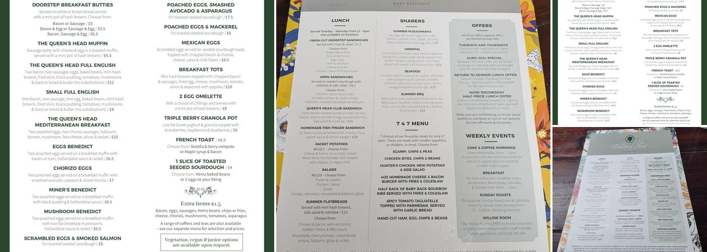 The Queen's Head Menu
