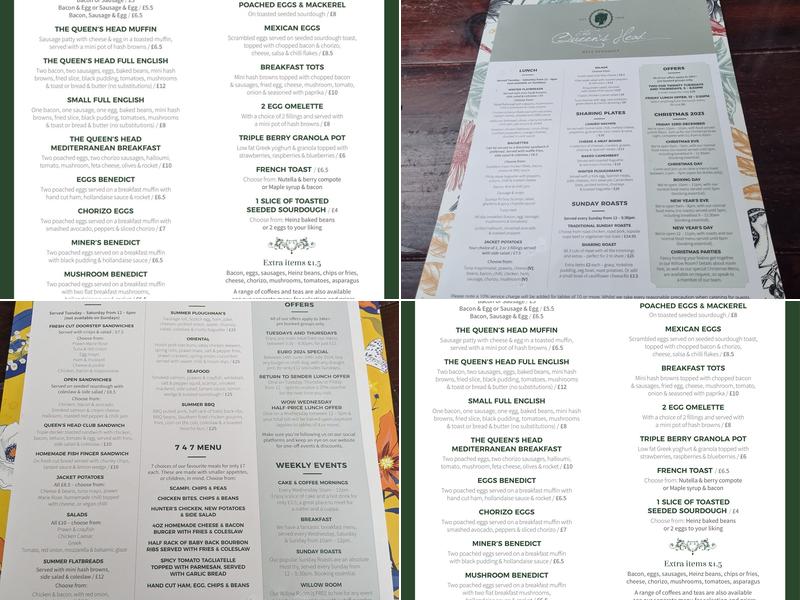 The Queen's Head Menu
