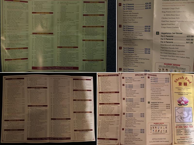 Shrub End Takeaway Menu