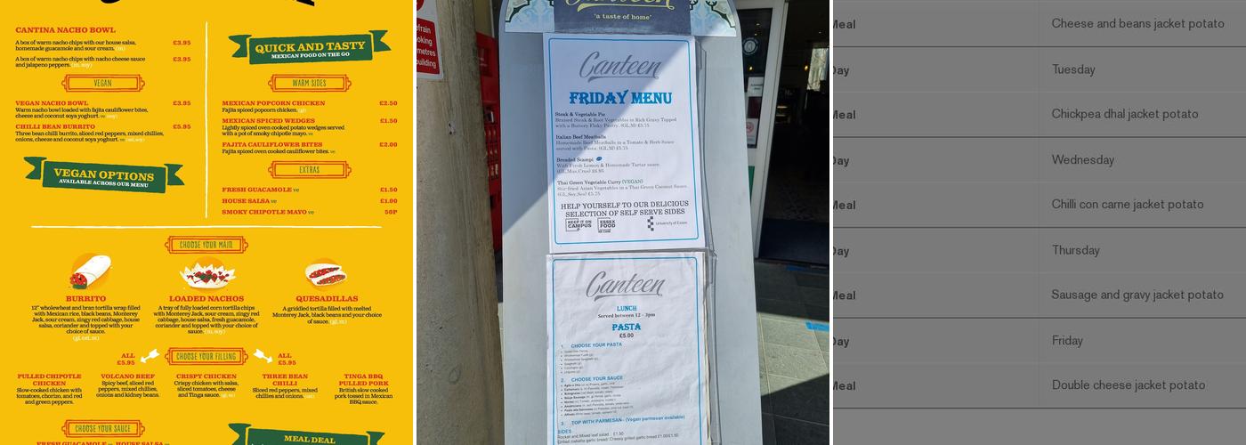 Cantina Menu