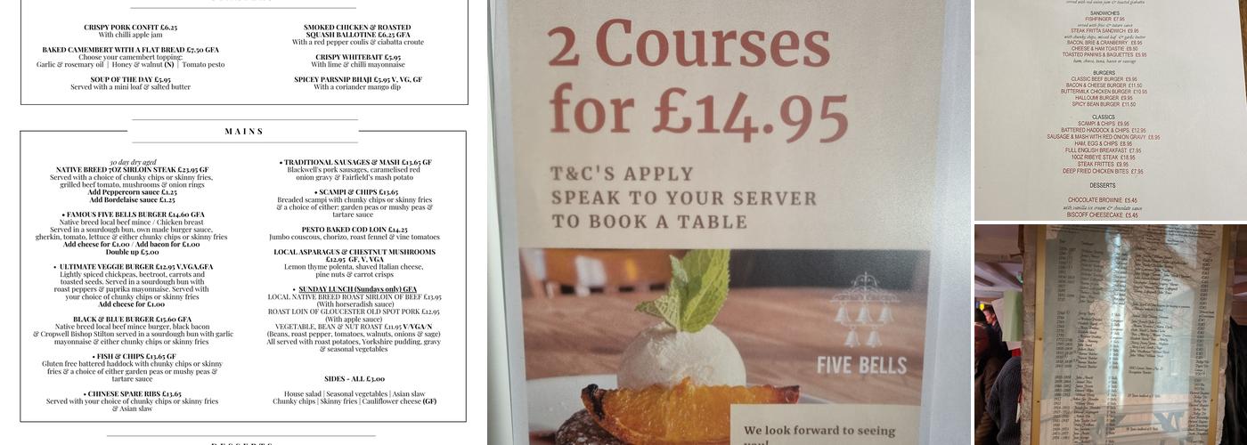 Five Bells Menu