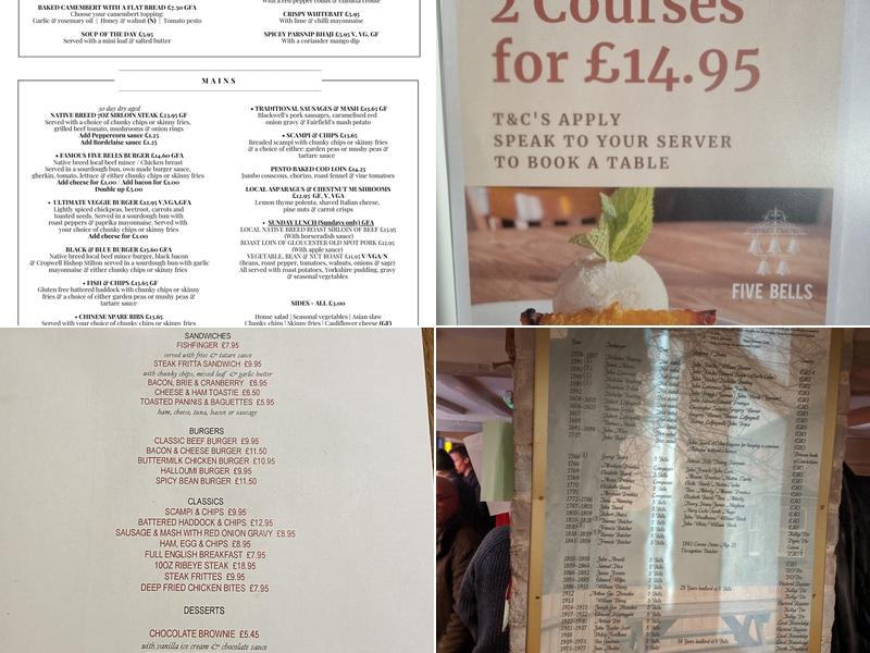Five Bells Menu
