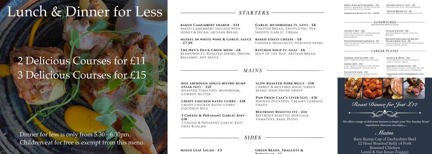 The Nevile Arms Menu