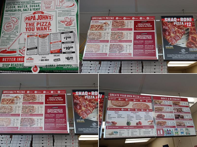 Papa Johns Pizza Menu