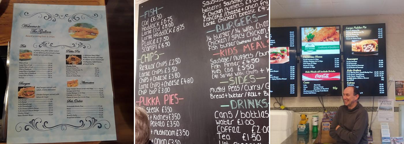 The Galleon Fish and Chip Shop Menu