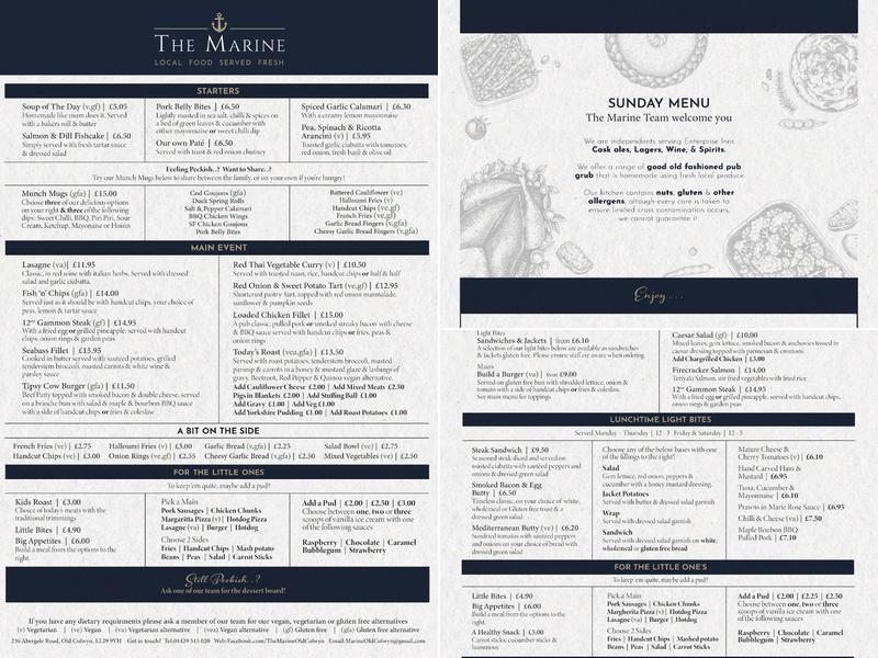 The Marine Menu