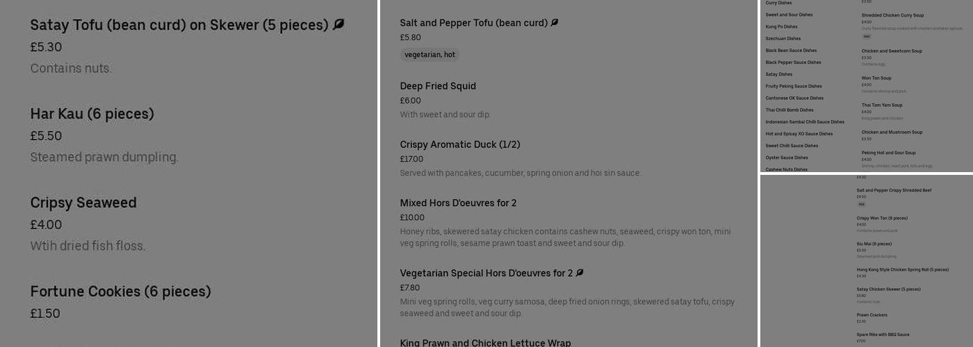 Dynasty Chinese Takeaway Menu