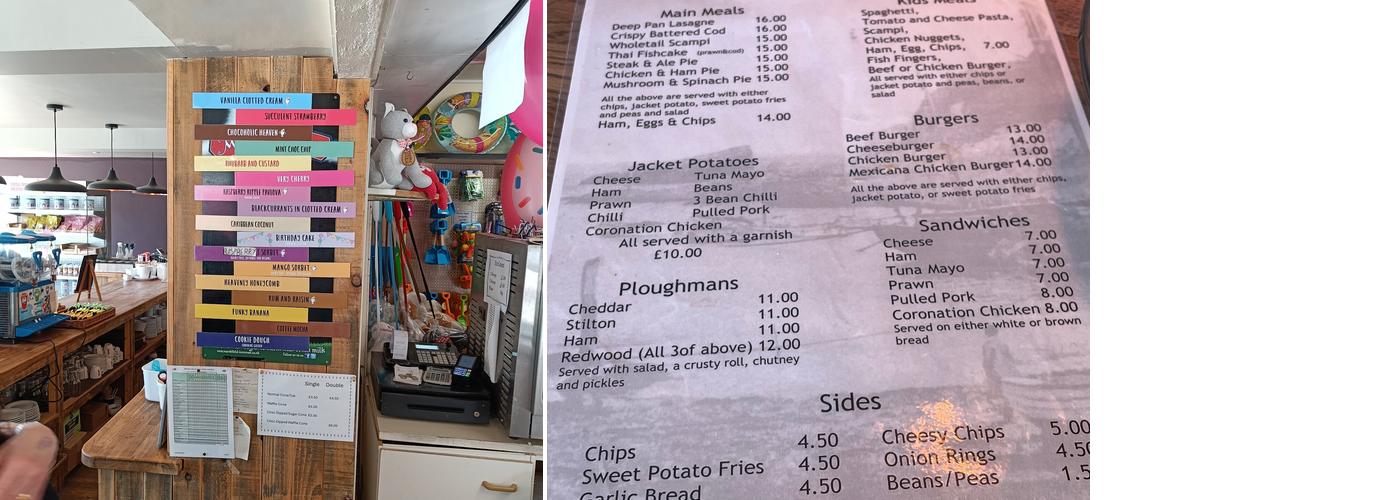 The Redwood Cafe & Ice Cream Parlour Menu