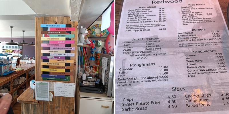 The Redwood Cafe & Ice Cream Parlour Menu