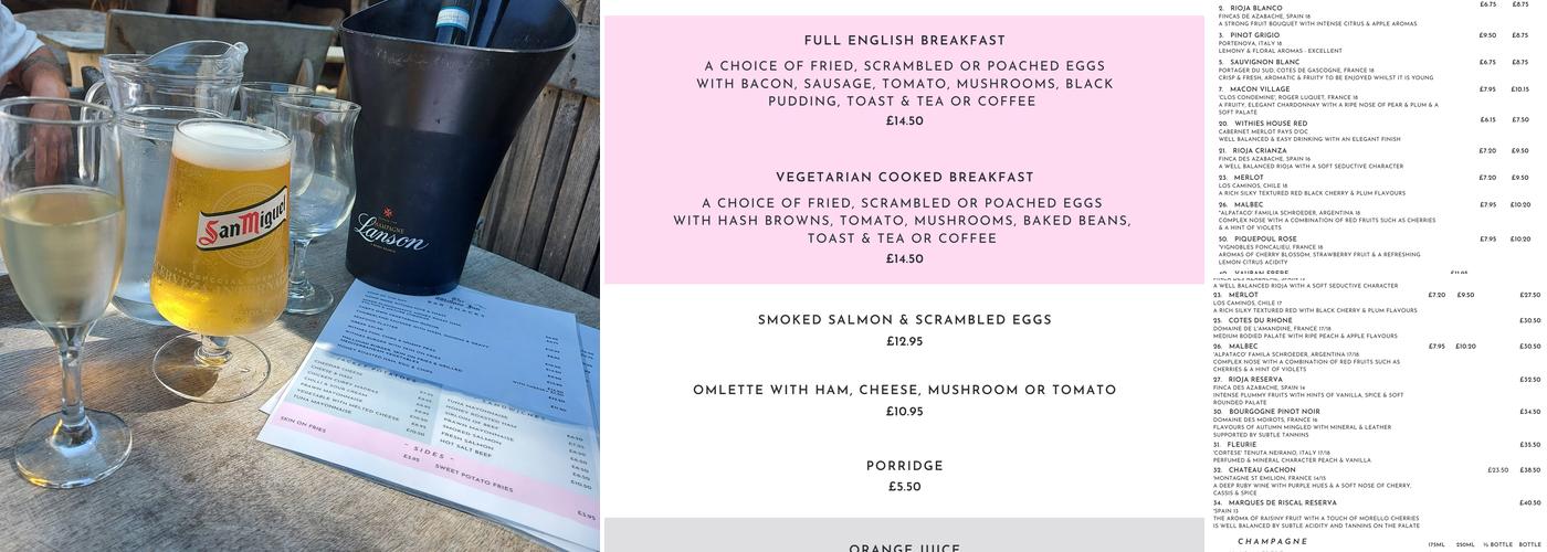 The Withies Inn Menu