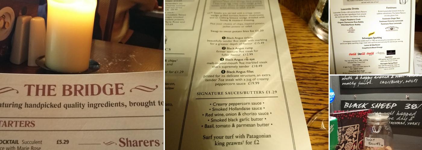 The Bridge Inn Menu