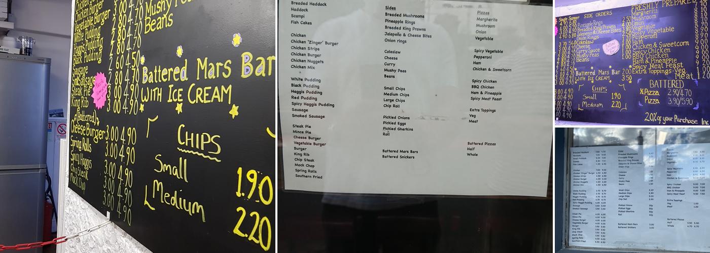 Comrie Fish & Chip Shop Menu