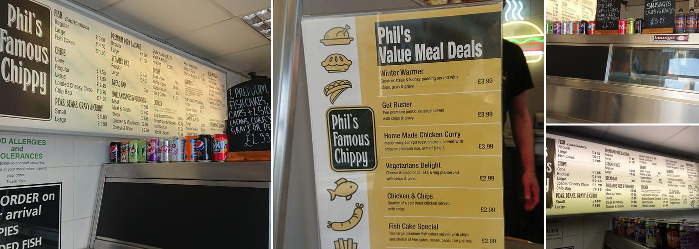 Phil's Famous Chippy Menu