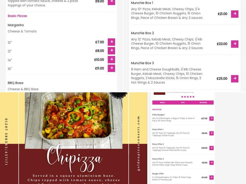 Golden Pizza Consett Menu