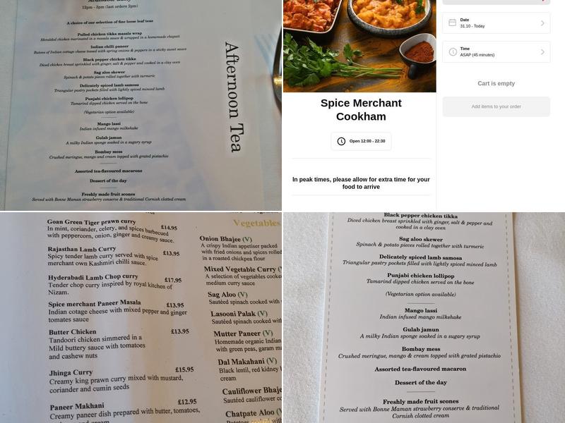 Spice Merchant Cookham Menu