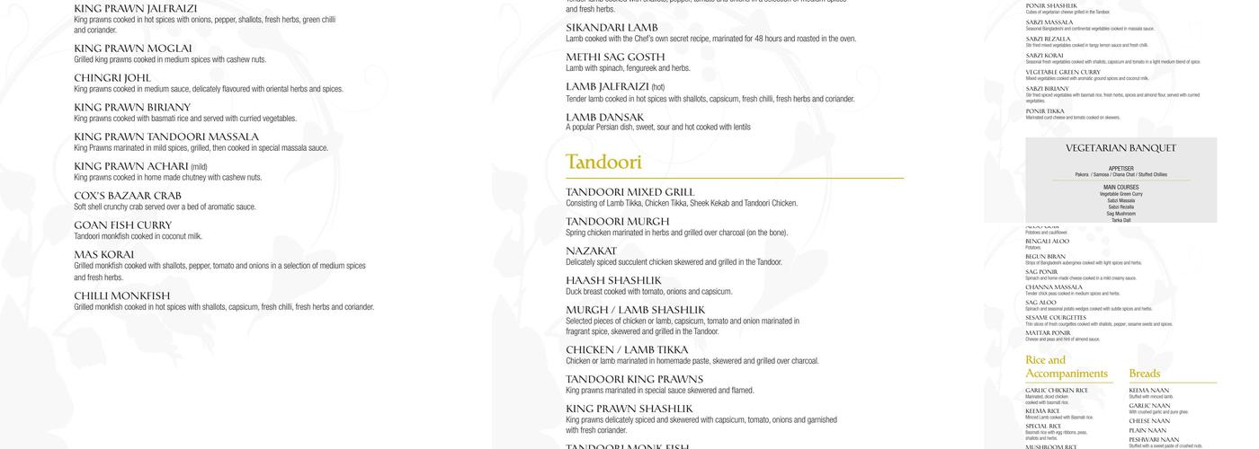 Malik's, Cookham Menu