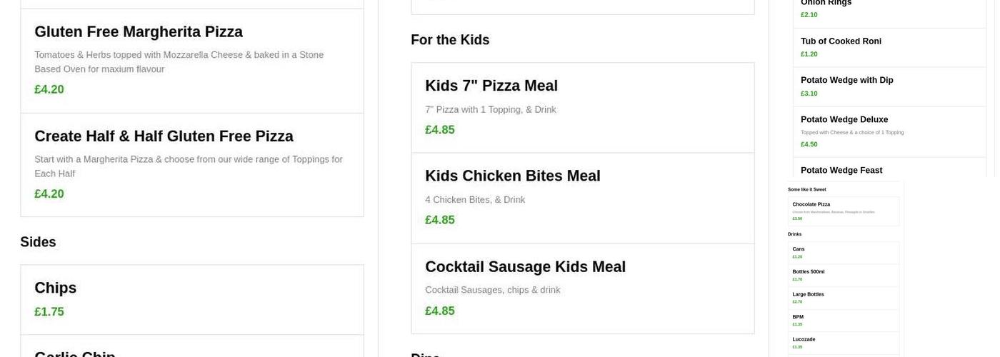 Fairhill Pizzeria Menu