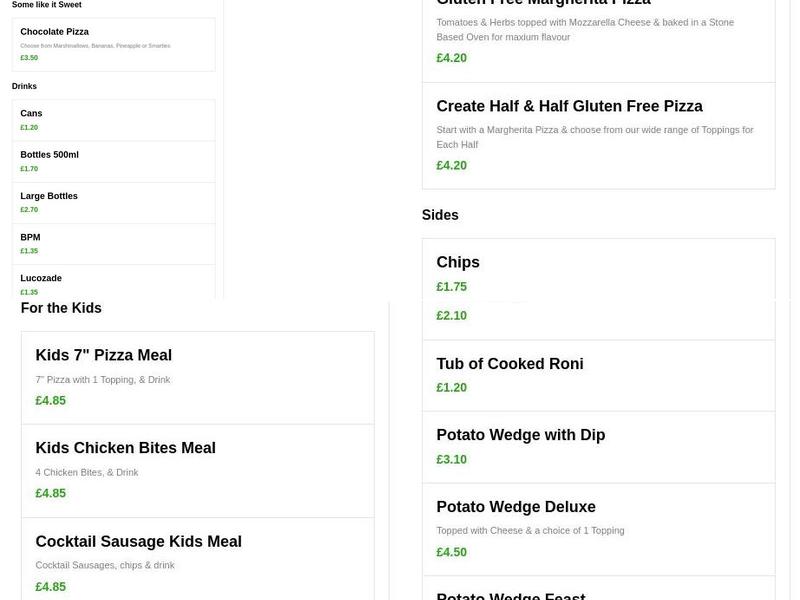 Fairhill Pizzeria Menu