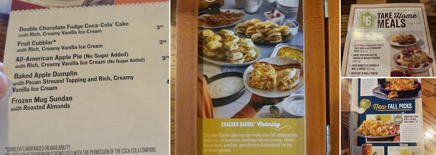 Cracker Barrel Old Country Store Menu