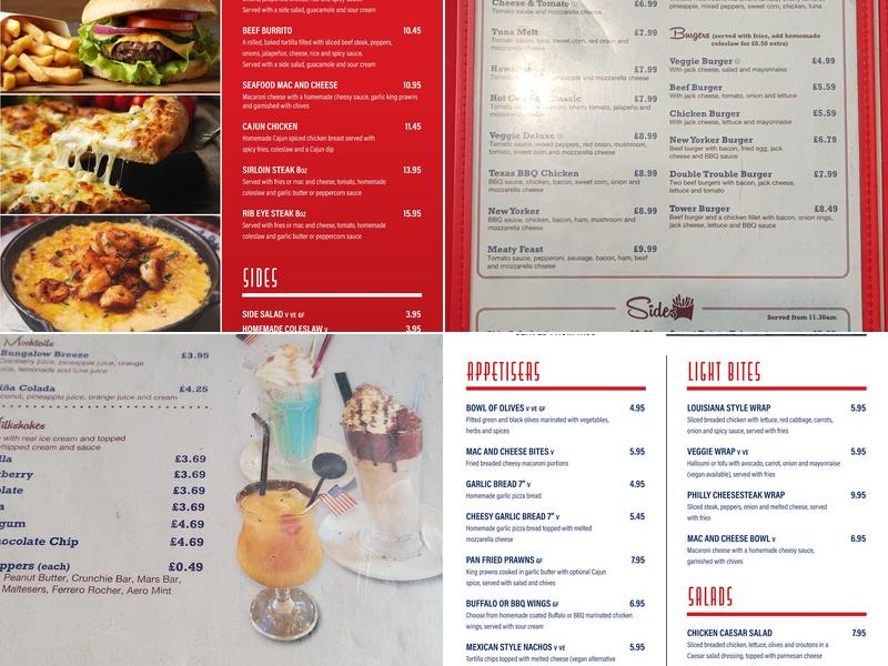 The Bungalow Diner, Marks Tey Menu