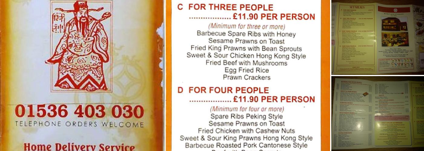 Mr Choi's Chinese Takeaway Menu