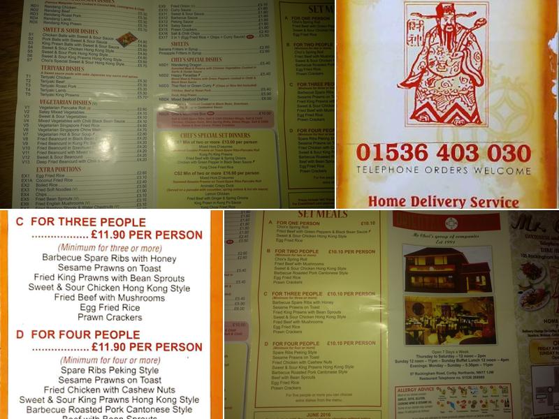 Mr Choi's Chinese Takeaway Menu