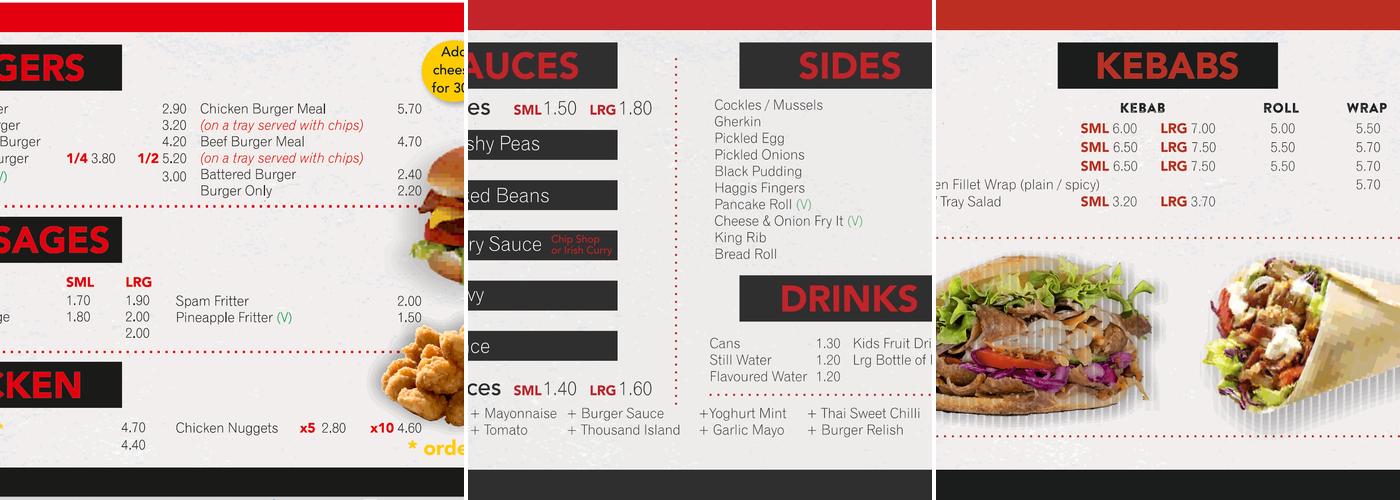 Rafferty's Chippy Menu