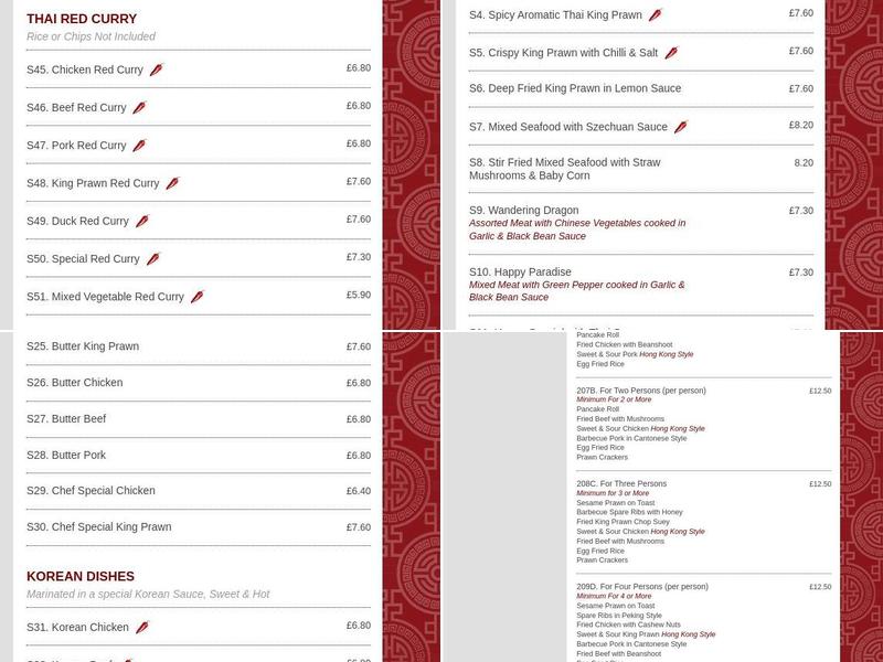 New Choi's Chinese Takeaway Menu