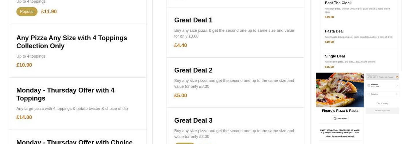 Figaros Pizza & Pasta-Corby Menu