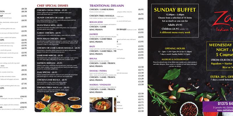 Zaal Indian Dining Menu