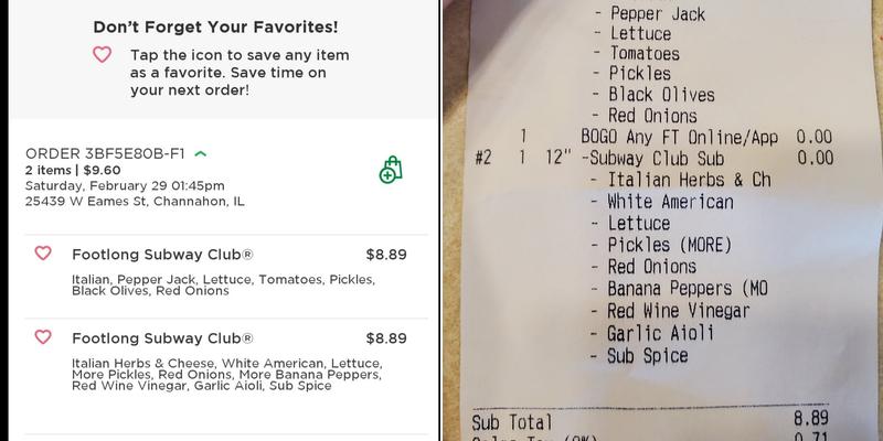 Subway Menu