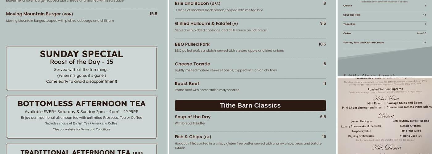 The Tithe Barn Menu
