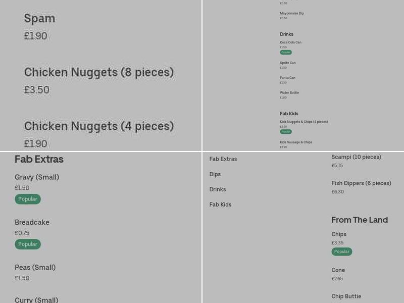 Fab Fish Menu