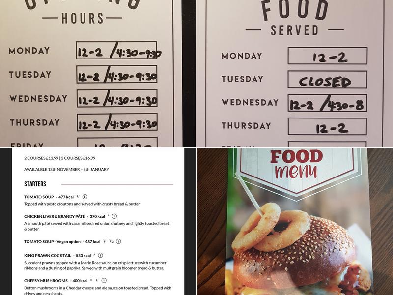 Hallgate Tavern Menu