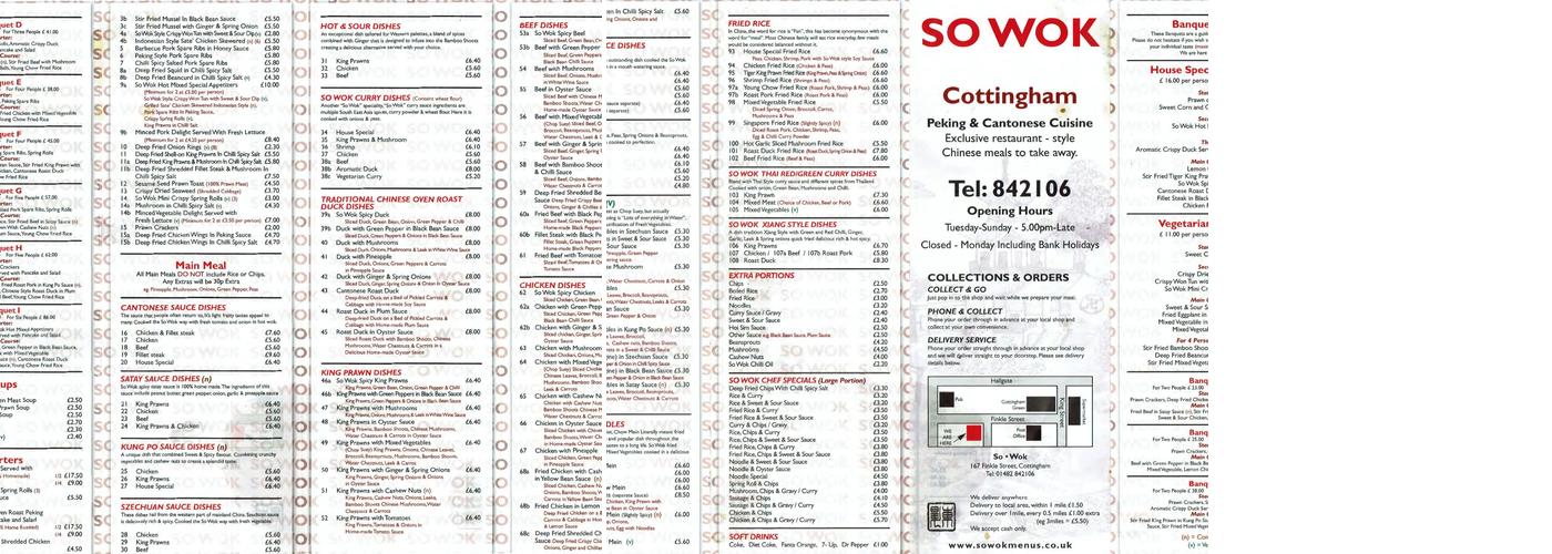 SoWok Cottingham Menu