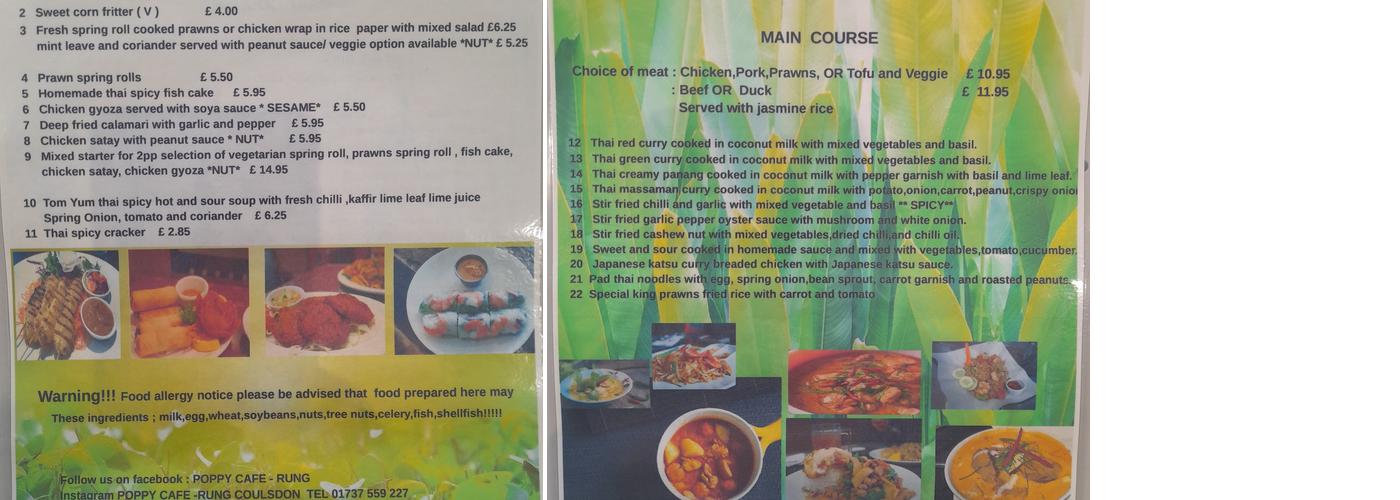 Poppy Cafe Rung Menu