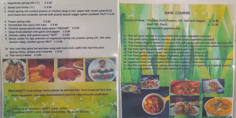 Poppy Cafe Rung Menu