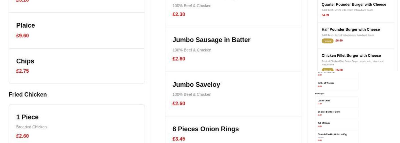 Coulsdon Fish & Chicken Menu