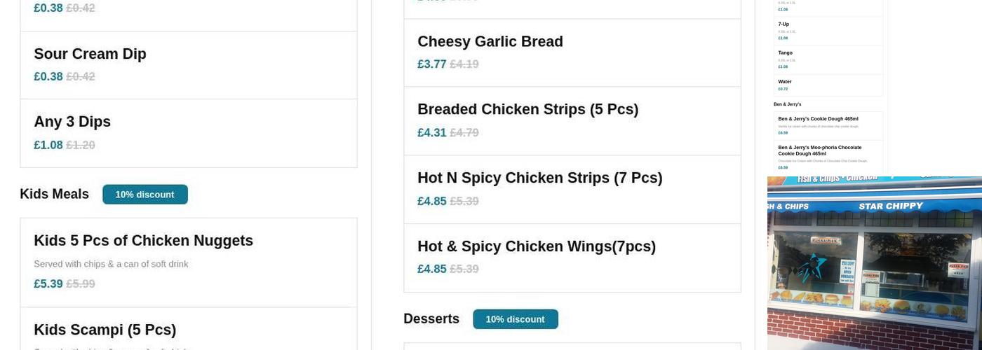 Star Chippy Menu