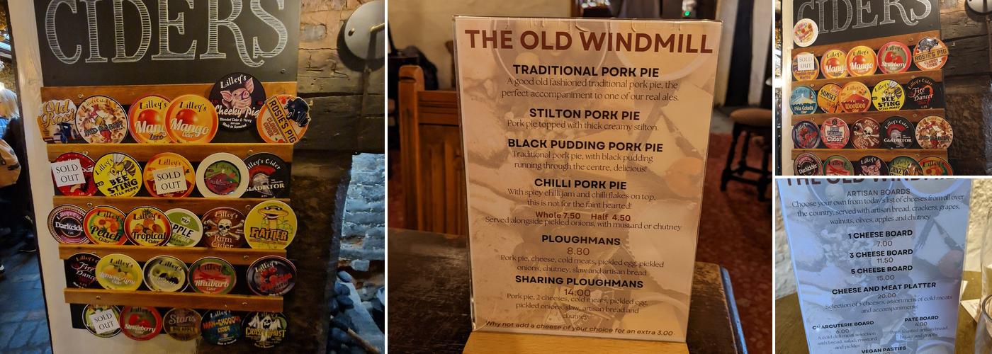 The Old Windmill Menu