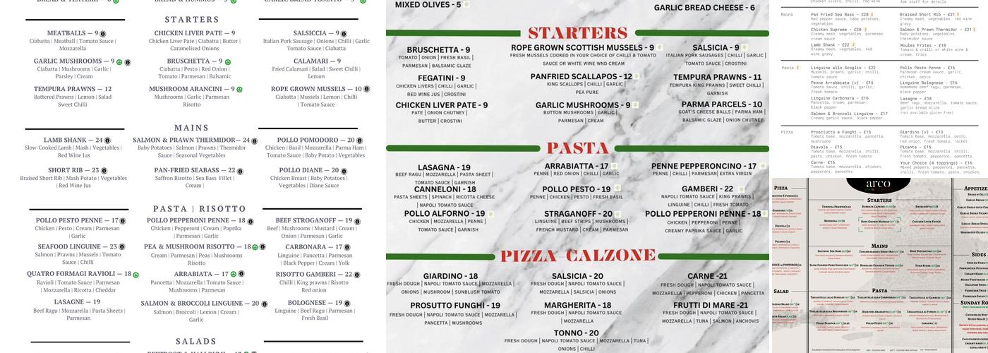 Arco Restaurant Menu