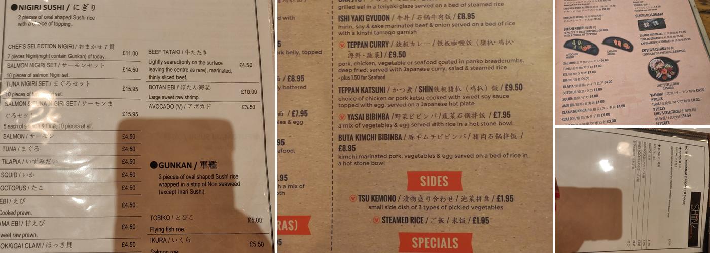 SHIN Japanese Kitchen & Bar Menu