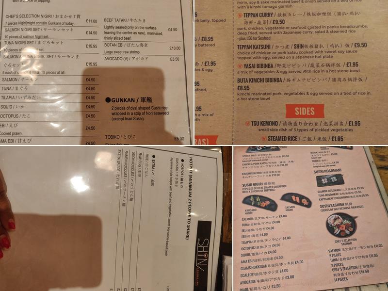 SHIN Japanese Kitchen & Bar Menu