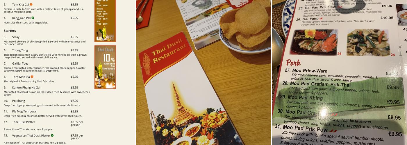 Thai Dusit Menu