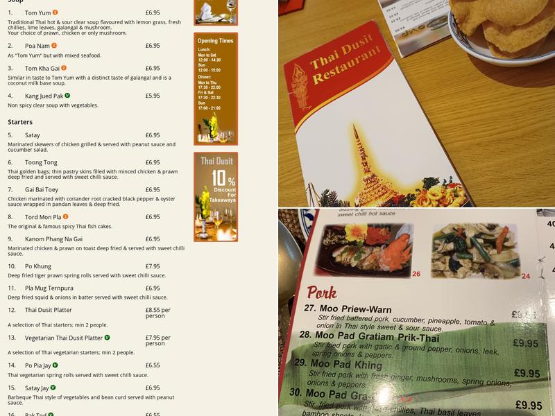 Thai Dusit Menu