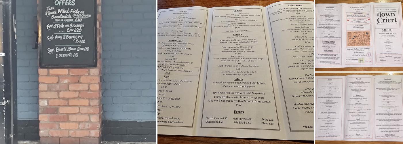 Town Crier Menu